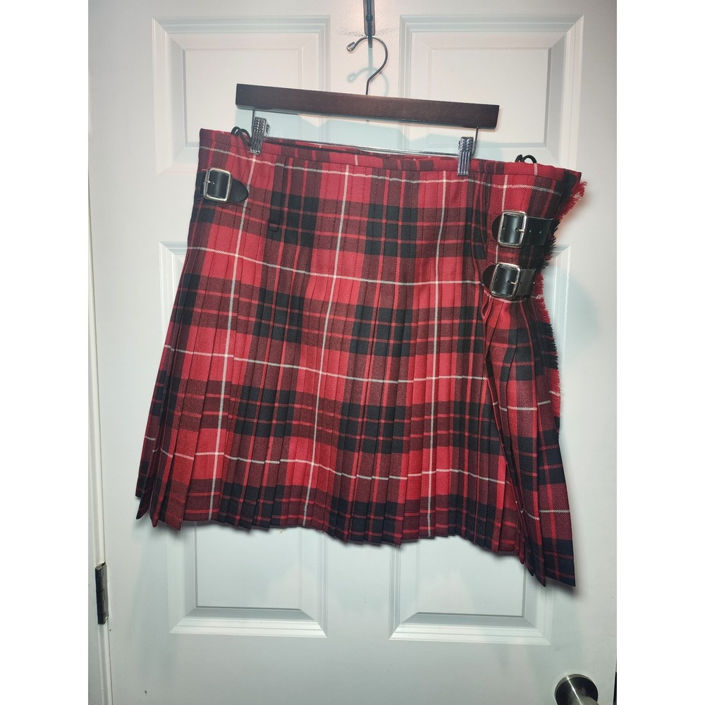 Lochcarron of Scotland Wool Kilt Red Black Tartan Plaid Mens 43 Waist Tailored